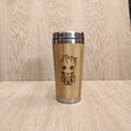 Lasercut Travel Mug   - S-Steel with 100% Bamboo exterior - Baby Groot