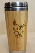 Lasercut Travel Mug personalised - S-Steel with 100% Bamboo exterior - Eevee