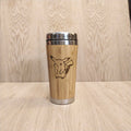 Lasercut Travel Mug   - S-Steel with 100% Bamboo exterior - pika