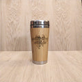 Lasercut Travel Mug personalised - S-Steel with 100% Bamboo exterior - Coffee and Contemplation