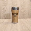 Lasercut Travel Mug personalised - S-Steel with 100% Bamboo exterior - Link Celtic Detail