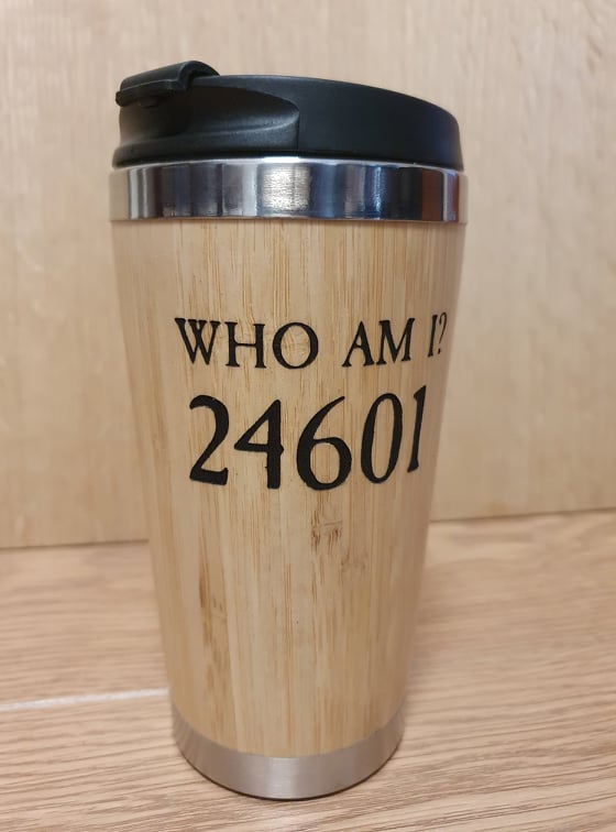 Lasercut Travel Mug personalised - Les Miserables 24601