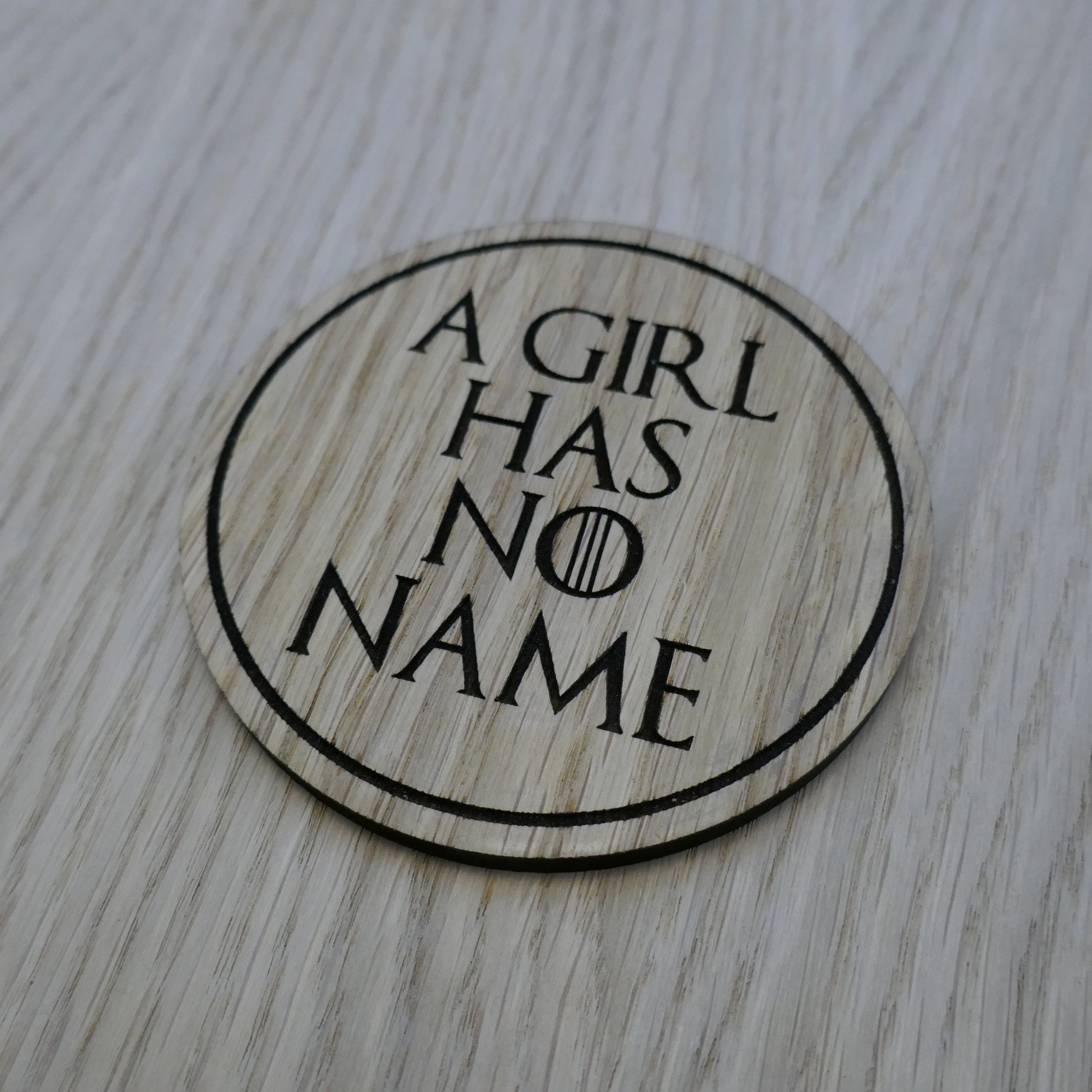 Laser cut wooden coaster. A Girl Has No Name  - Unique Gift lasercut