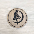 Laser cut wooden coaster. Sailor moon silhouette  - Unique Gift lasercut