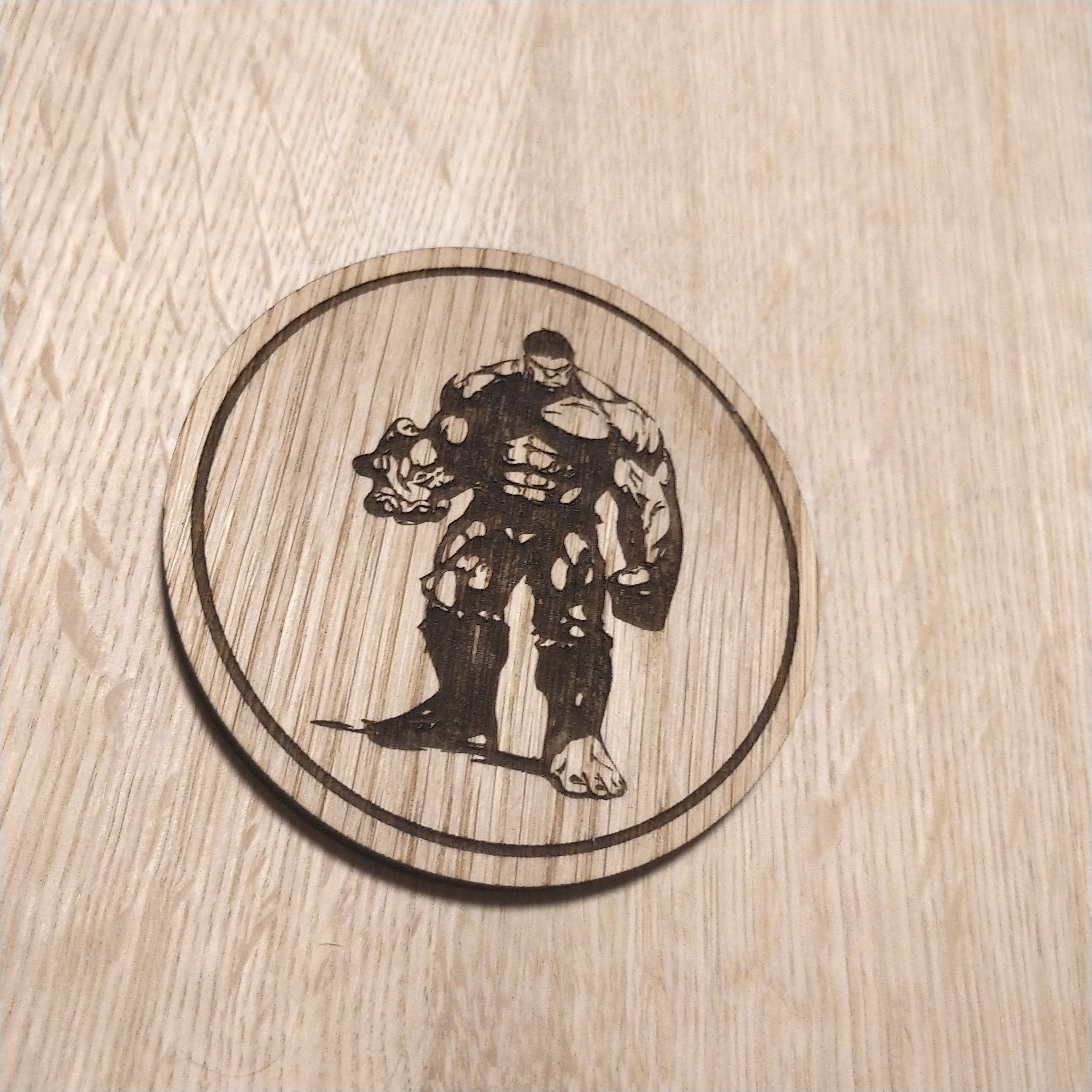 Laser cut wooden coaster. Hulk Character  - Unique Gift lasercut