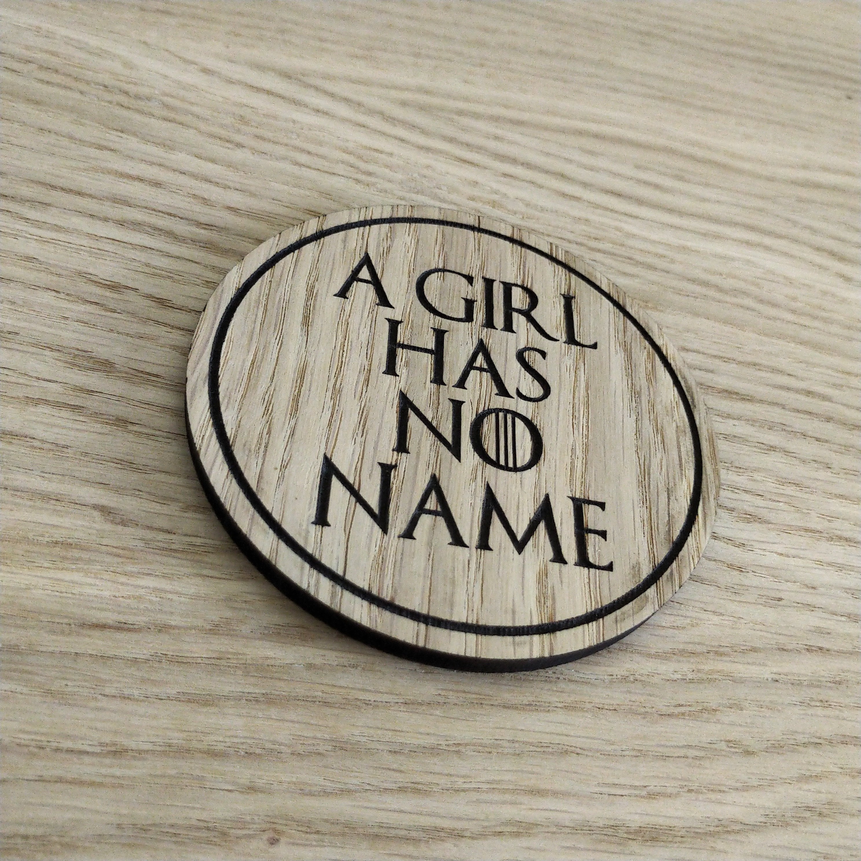 Laser cut wooden coaster. A Girl Has No Name  - Unique Gift lasercut