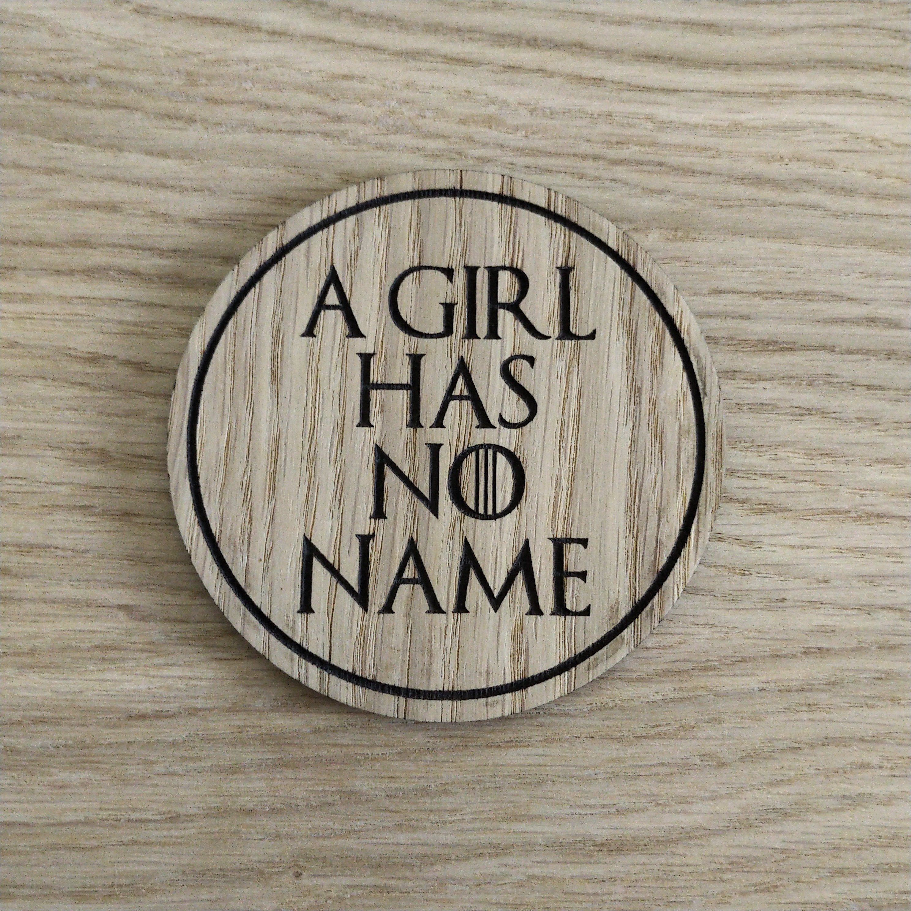 Laser cut wooden coaster. A Girl Has No Name  - Unique Gift lasercut