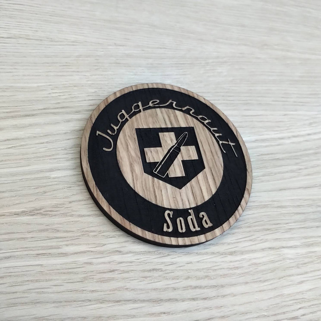 Laser cut wooden coaster. COD duty call Juggernaut Soda  - Unique Gift lasercut