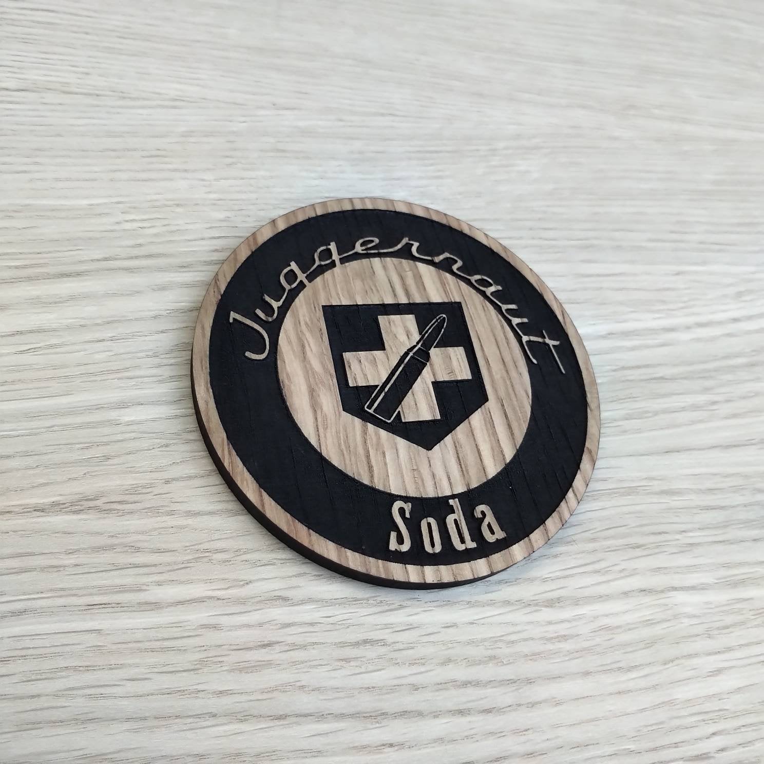 Laser cut wooden coaster. COD duty call Juggernaut Soda  - Unique Gift lasercut