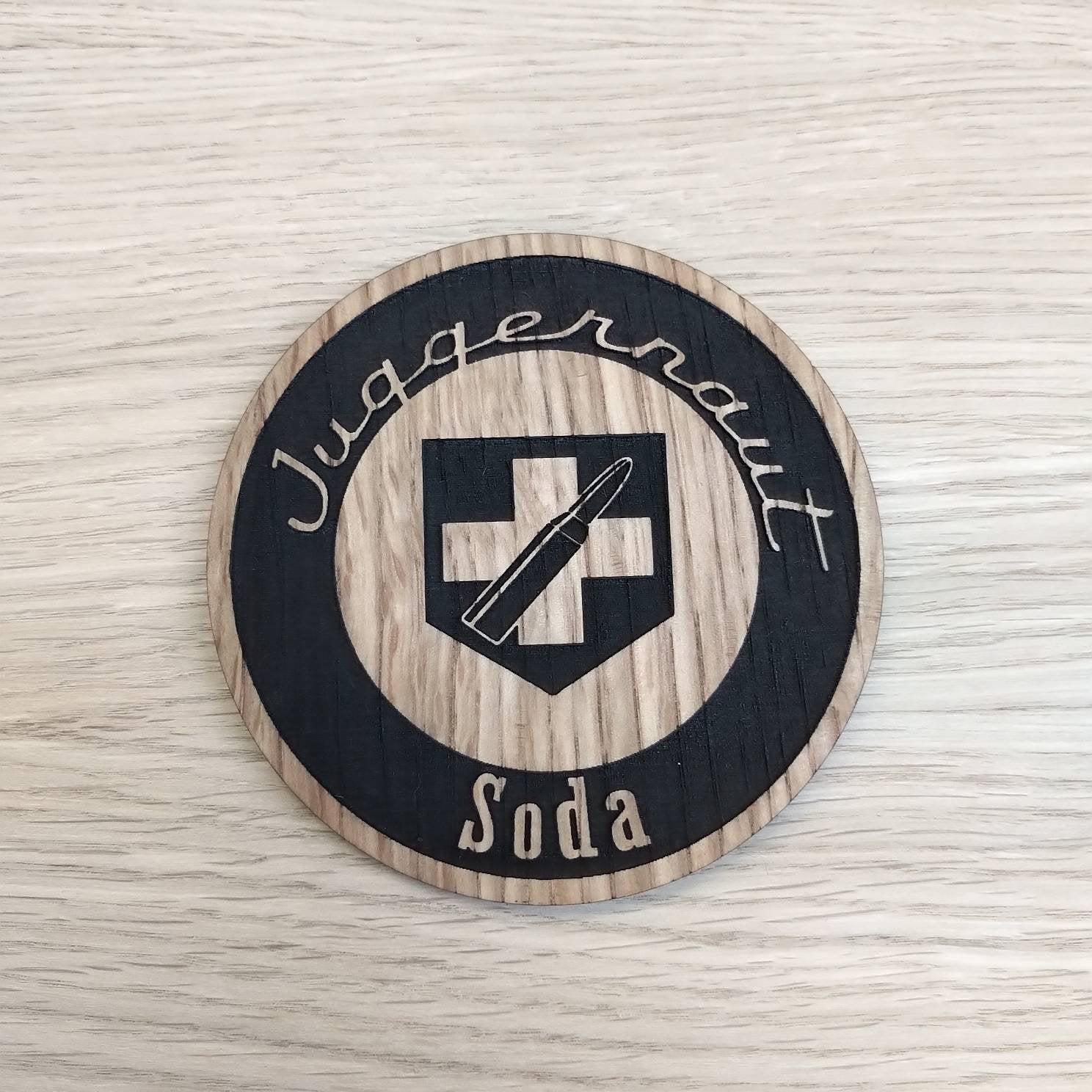 Laser cut wooden coaster. COD duty call Juggernaut Soda  - Unique Gift lasercut