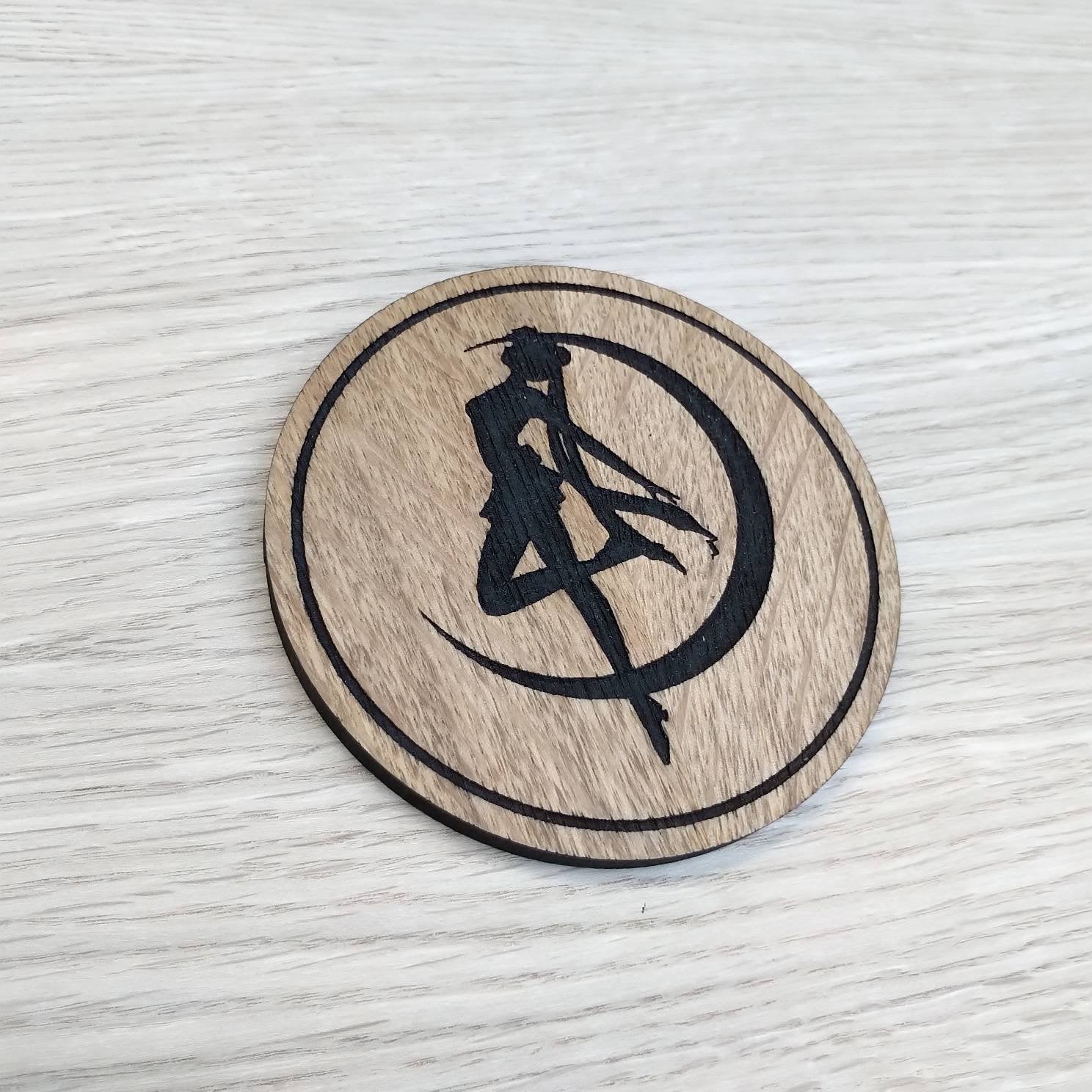 Laser cut wooden coaster. Sailor moon silhouette  - Unique Gift lasercut