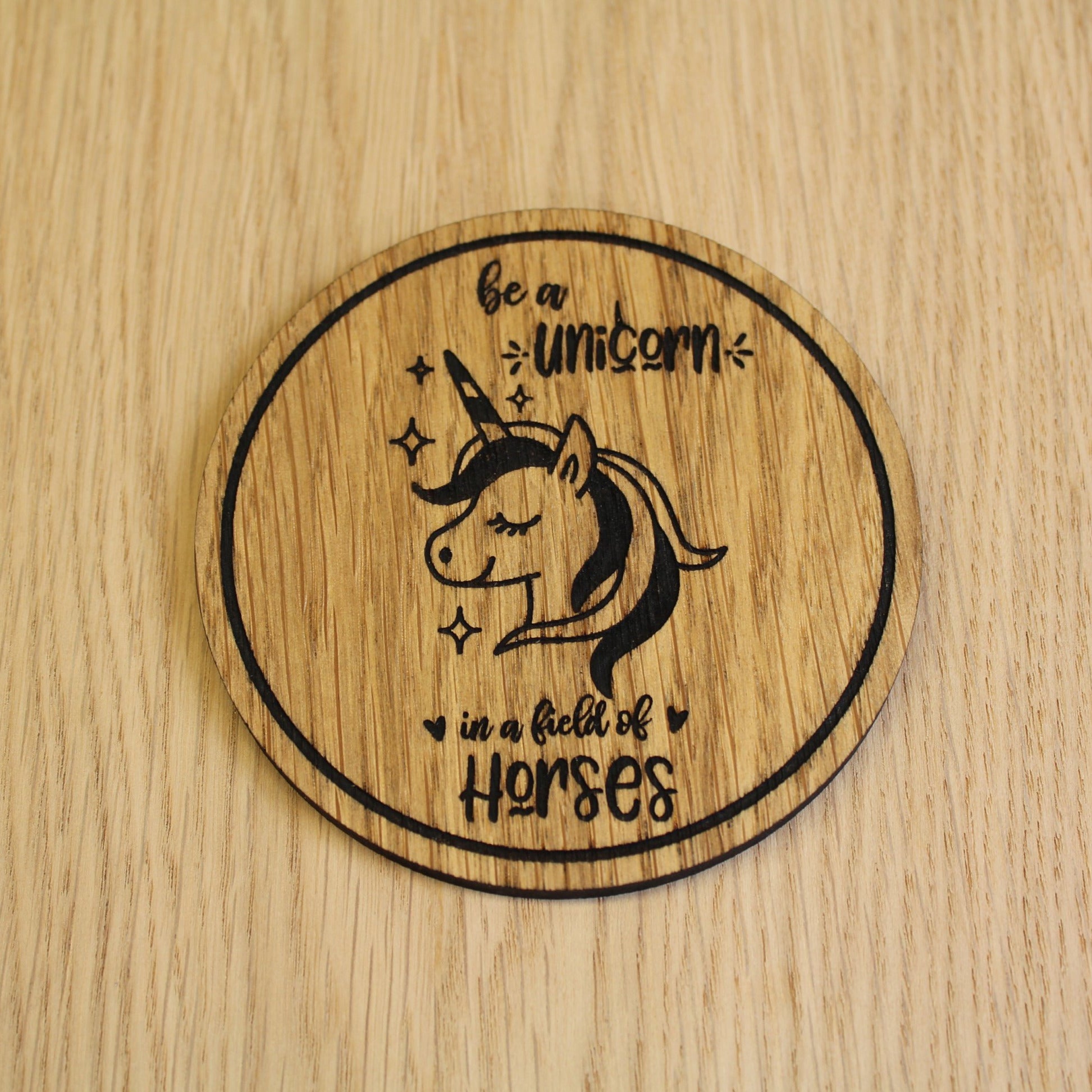 Laser cut wooden coaster. Unicorn cute horse motovational inspiration pun  - Unique Gift lasercut