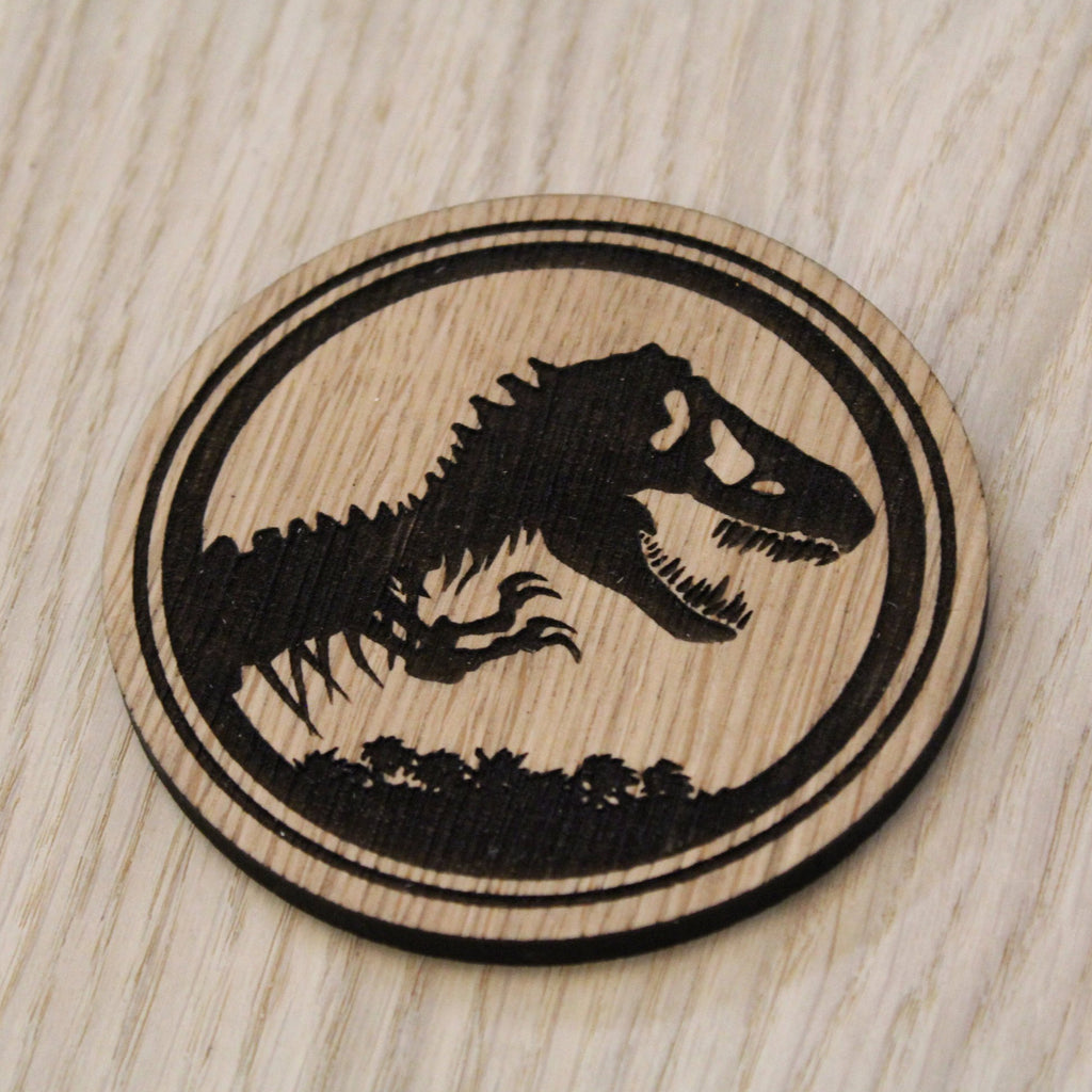 Laser cut wooden coaster. T-rex Dinosaur Jurassic Park  - Unique Gift lasercut