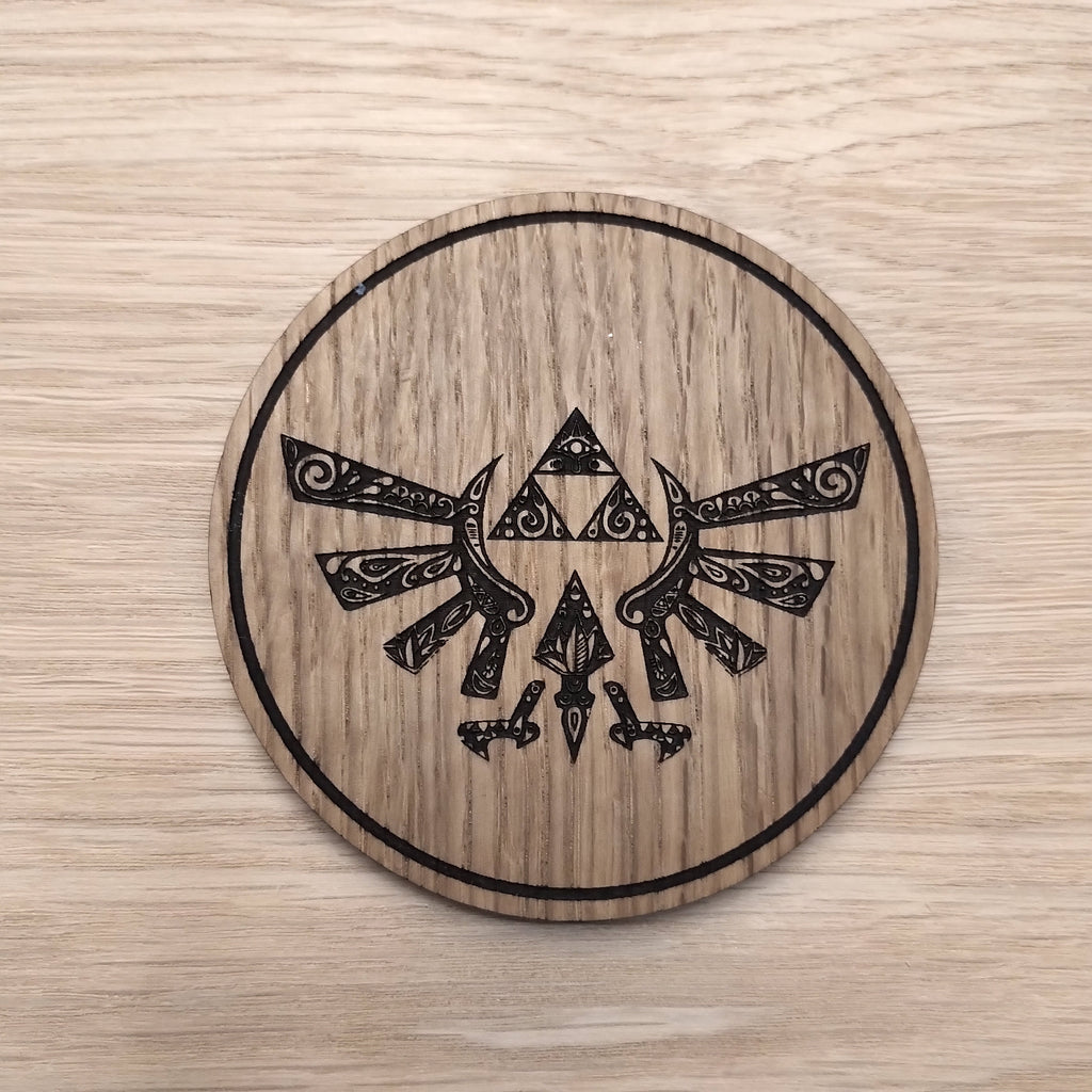 Laser cut wooden coaster. Zelda Legend Link Design  - Unique Gift lasercut