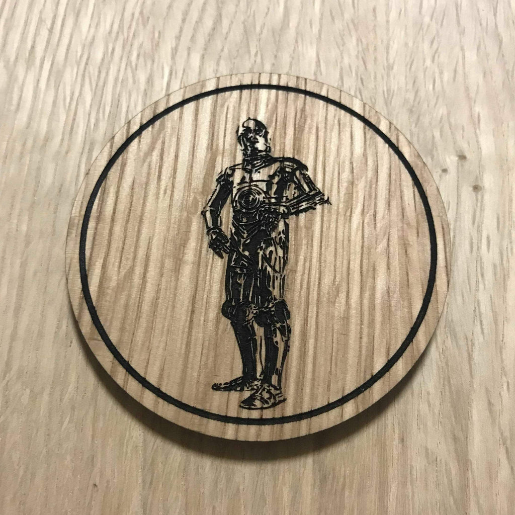 Laser cut wooden coaster. Star Wars Droid C 3PO - Unique Gift lasercut