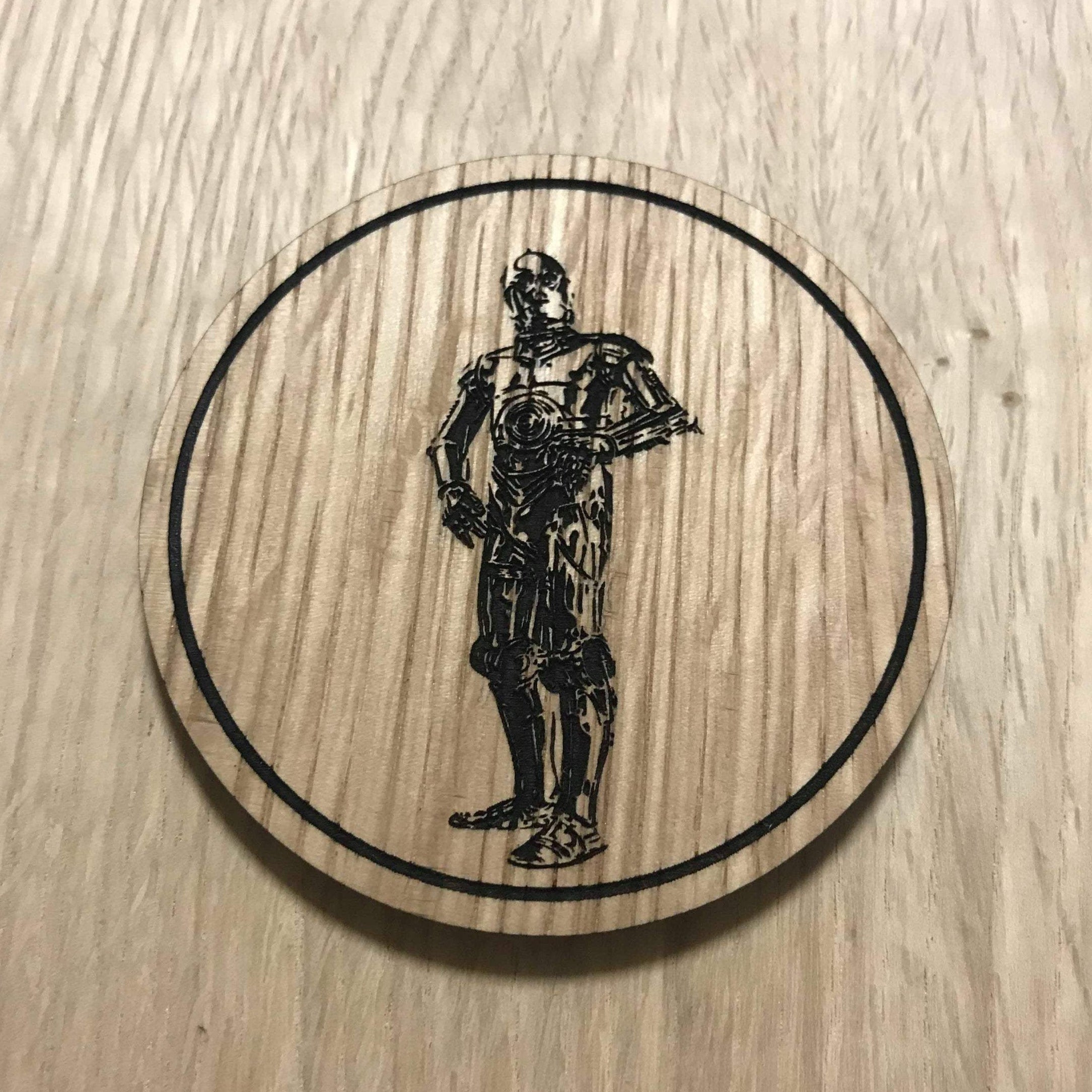 Laser cut wooden coaster. Star Wars Droid C 3PO - Unique Gift lasercut