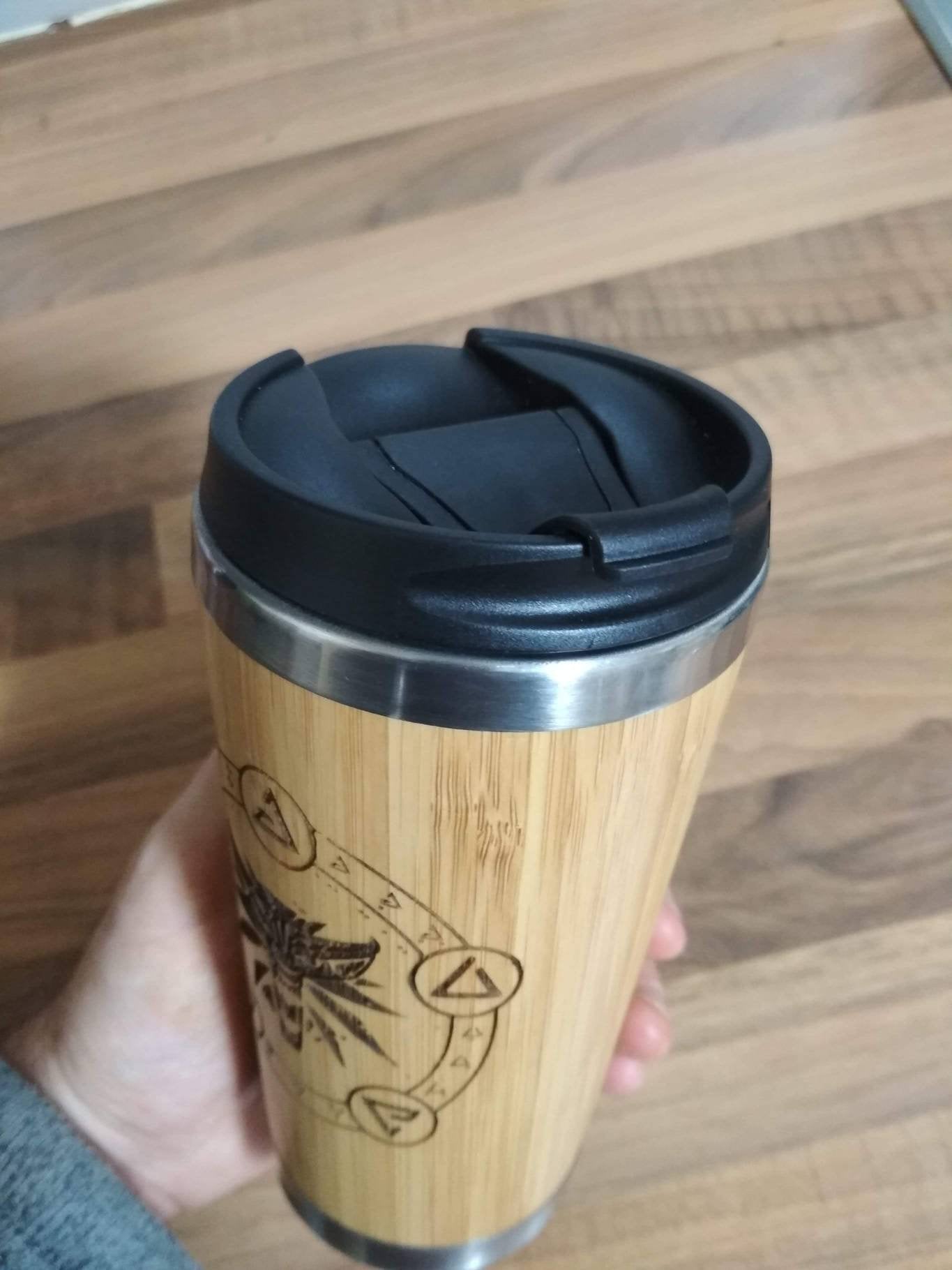 Lasercut Travel Mug   - Bamboo Eco Friendly  - The Witcher - Unique Gift