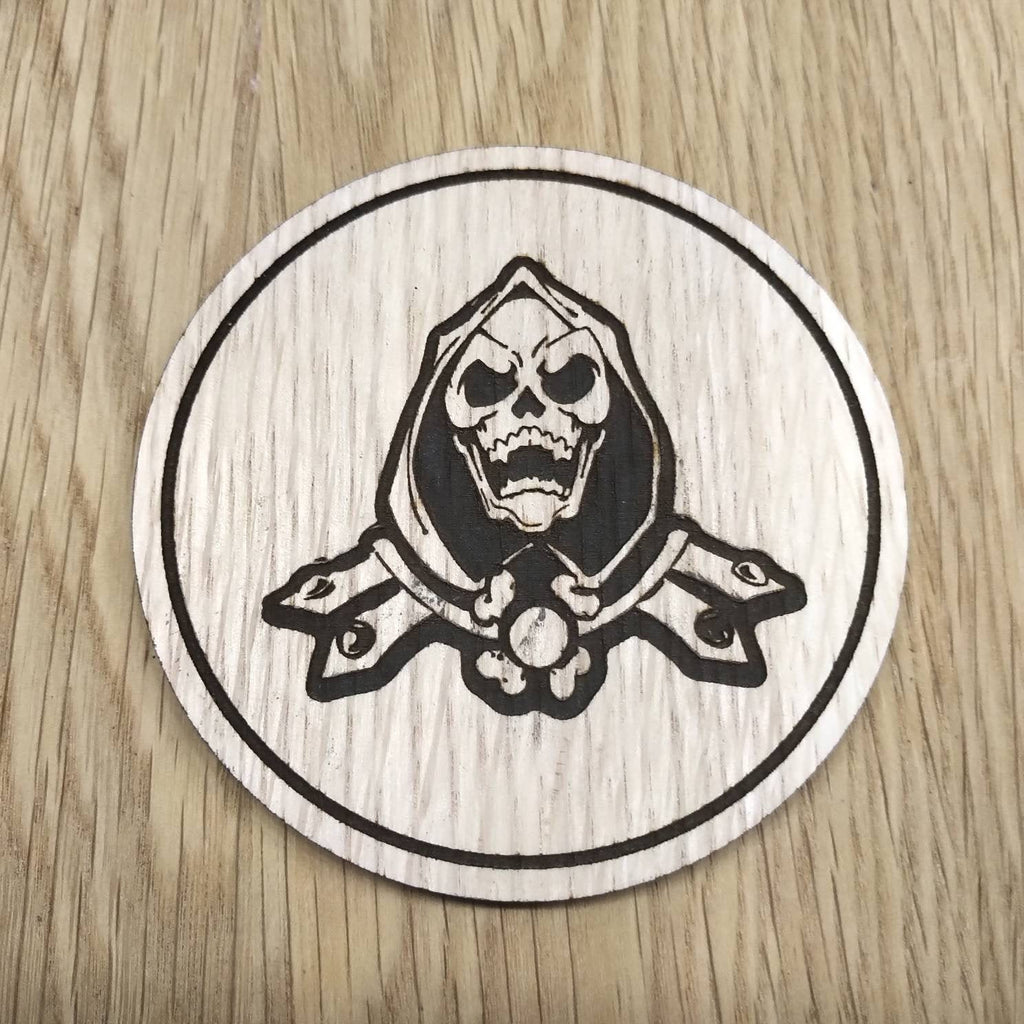 Laser cut wooden coaster. MOTU He-man villain Skeletor lord of destruction - Unique Gift lasercut