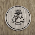 Laser cut wooden coaster. Baby Chewbacca Chibi Wookie - Unique Gift lasercut