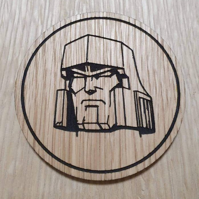 Laser cut wooden coaster. Evil villain 1980s cartoon   - Unique Gift lasercut