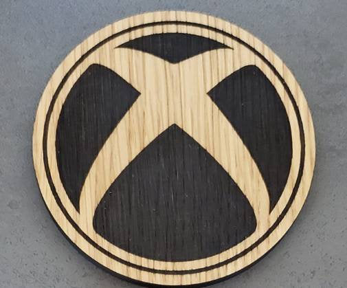 Laser cut wooden coaster. Video gamer X logo  - Unique Gift lasercut