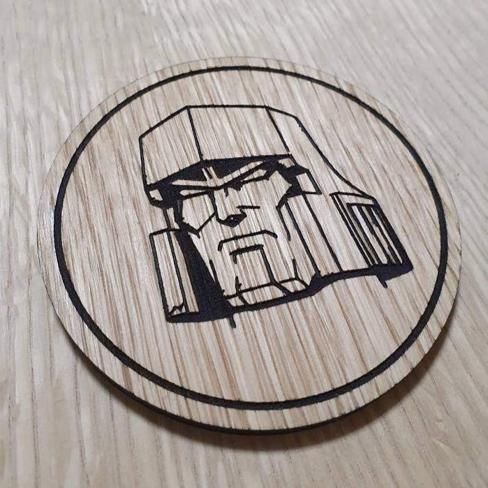 Laser cut wooden coaster. Evil villain 1980s cartoon   - Unique Gift lasercut