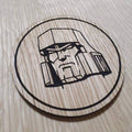 Laser cut wooden coaster. Evil villain 1980s cartoon   - Unique Gift lasercut