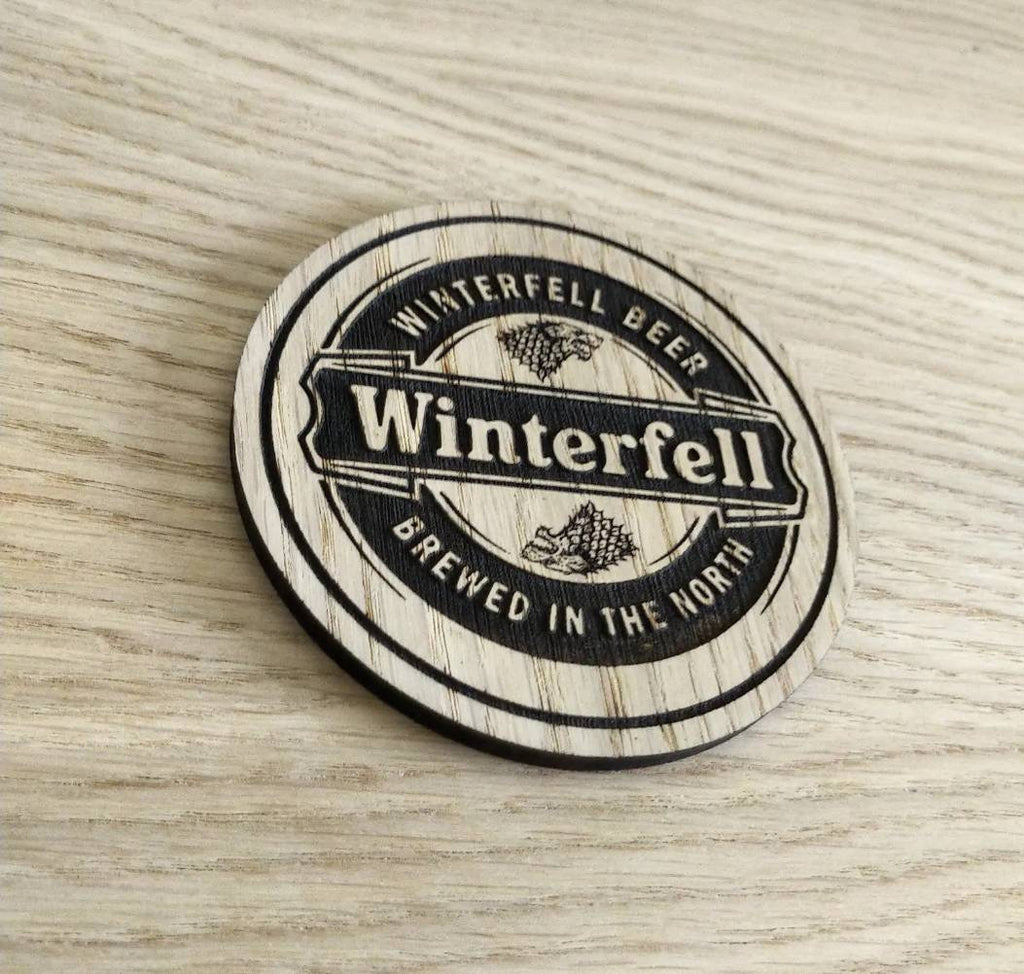 Laser cut wooden coaster. winter fell beer - Unique Gift lasercut