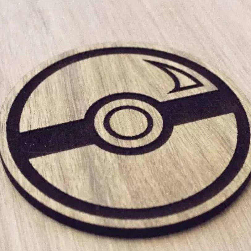 Laser cut wooden coaster. Catch em all ball  - Unique Gift lasercut