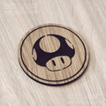 Laser cut wooden coaster. Cute mushroom powerup speed - Unique Gift lasercut