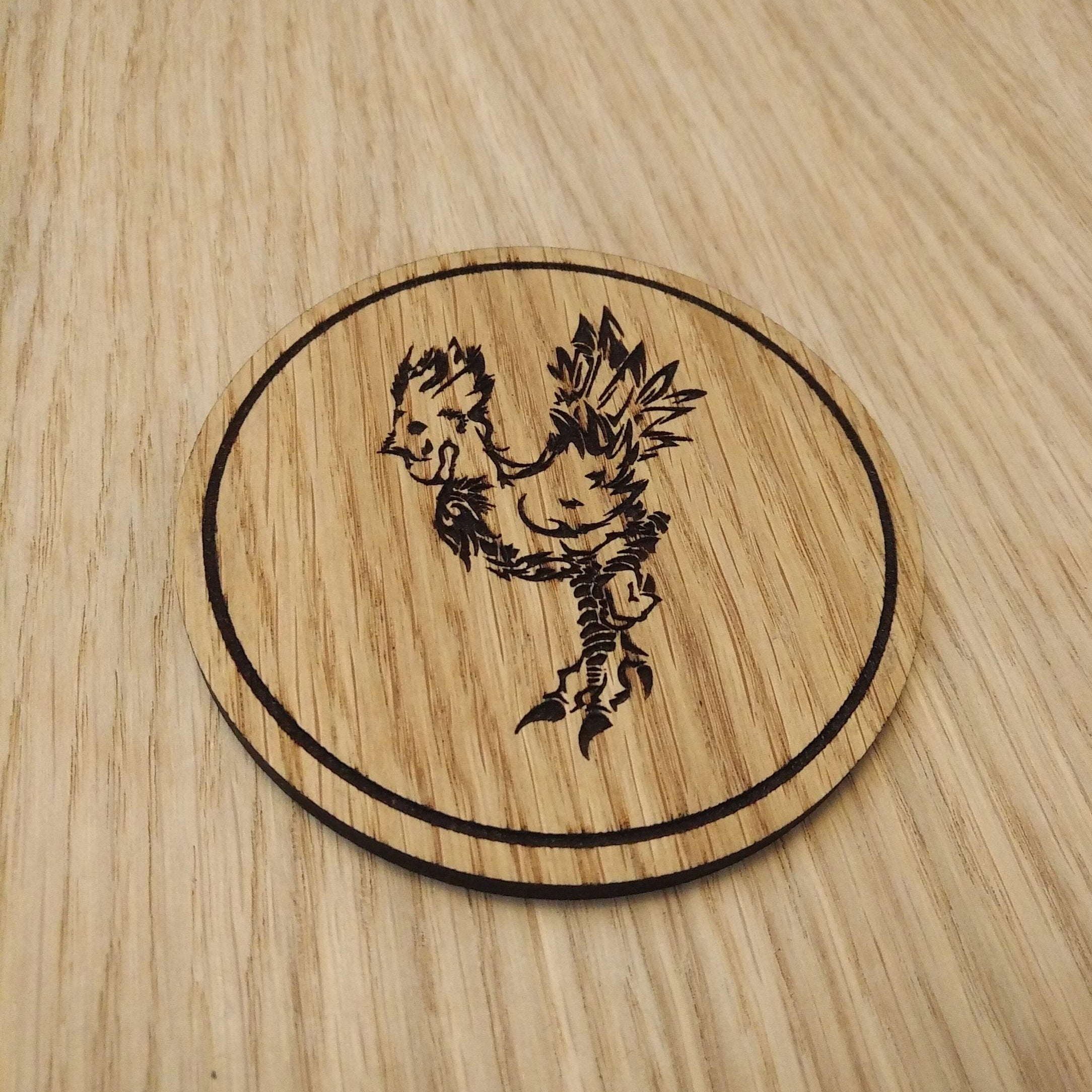 Laser cut wooden coaster. Final Fantasy Chocobo chick racing - Unique Gift lasercut