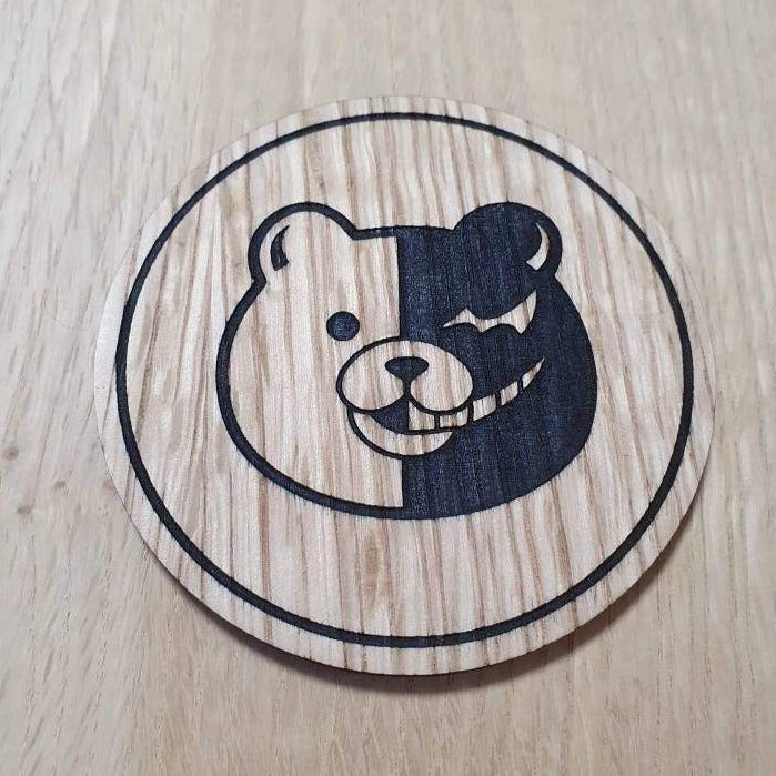 Laser cut wooden coaster. bear headmaster ying-yang - Unique Gift lasercut