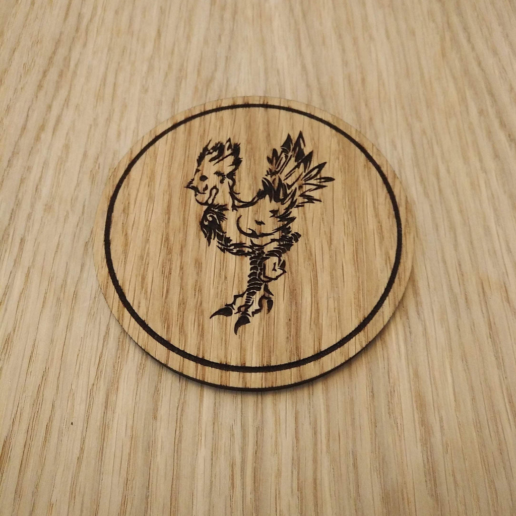 Laser cut wooden coaster. Final Fantasy Chocobo chick racing - Unique Gift lasercut