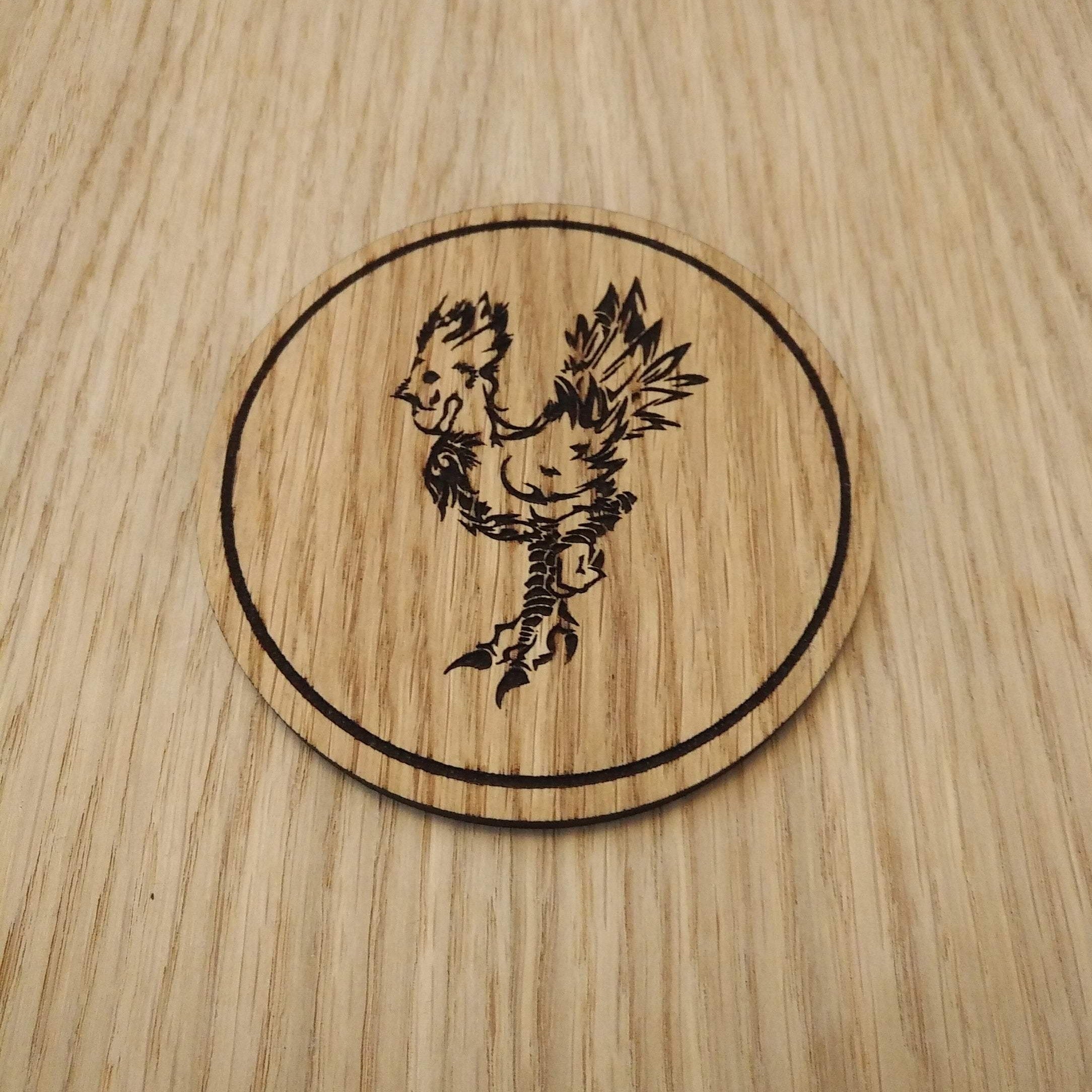Laser cut wooden coaster. Final Fantasy Chocobo chick racing - Unique Gift lasercut