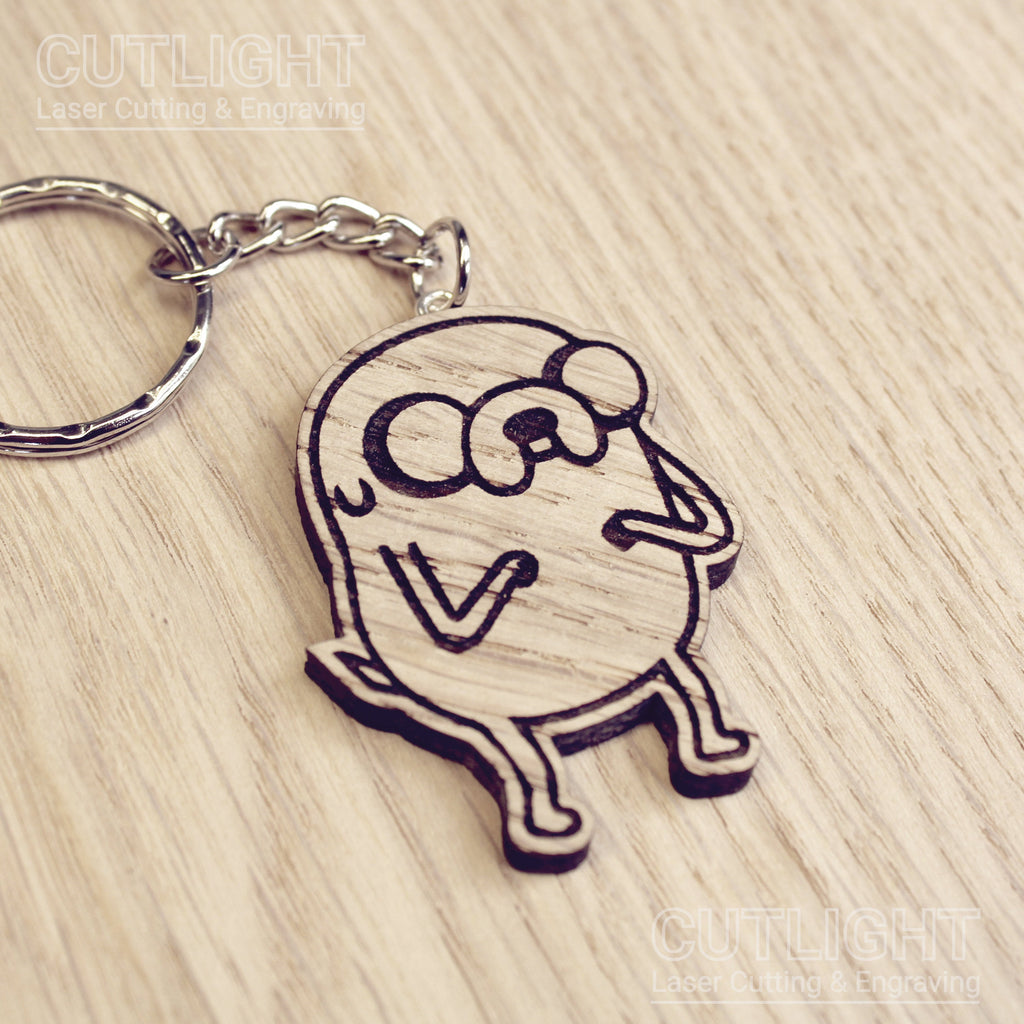 Lasercut wooden keyring keychain. Time for adventure Jake Dog  - Unique Gift