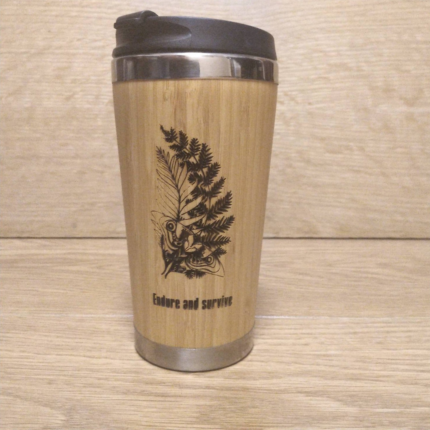 Lasercut Travel Mug   - Bamboo Eco Friendly  - Ellie fern butterfly tattoo TLOU2 last of us - Unique Gift