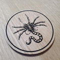Laser cut wooden coaster personalised. Xenomorph Face Hugger